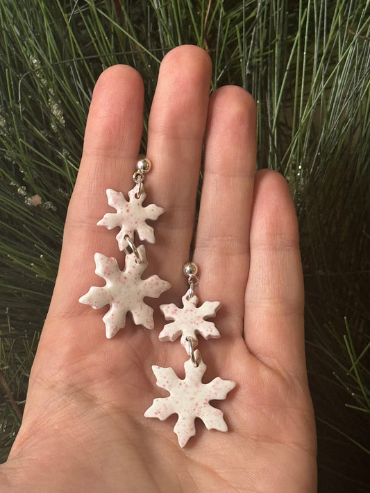 Pink speckled snowflakes